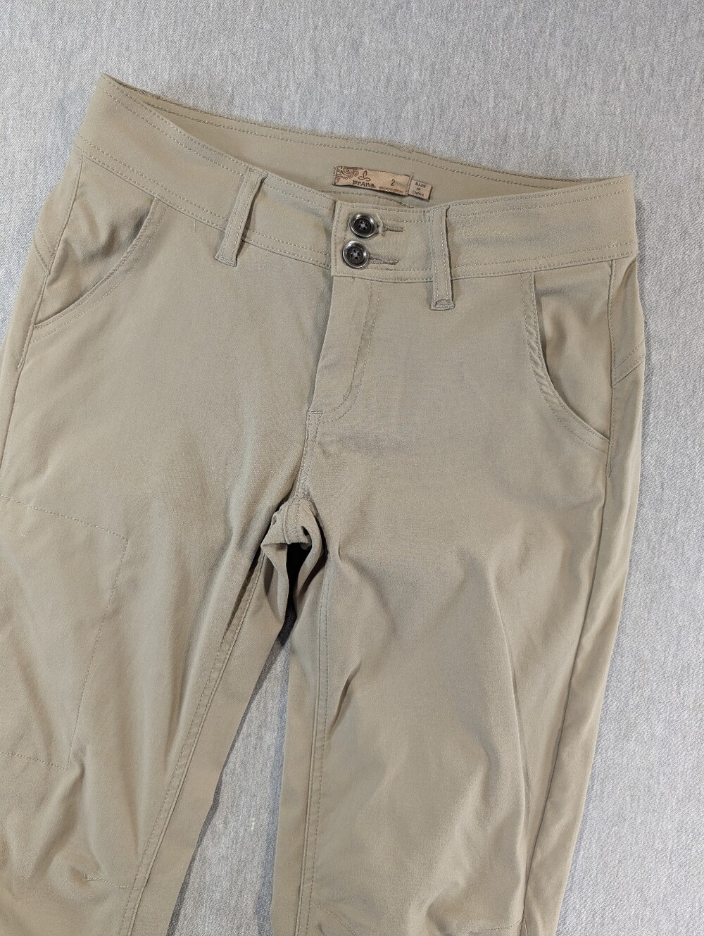 prAna Halle Roll Up Hiking Outdoor Pants Women's 2 Tan Nylon Blend